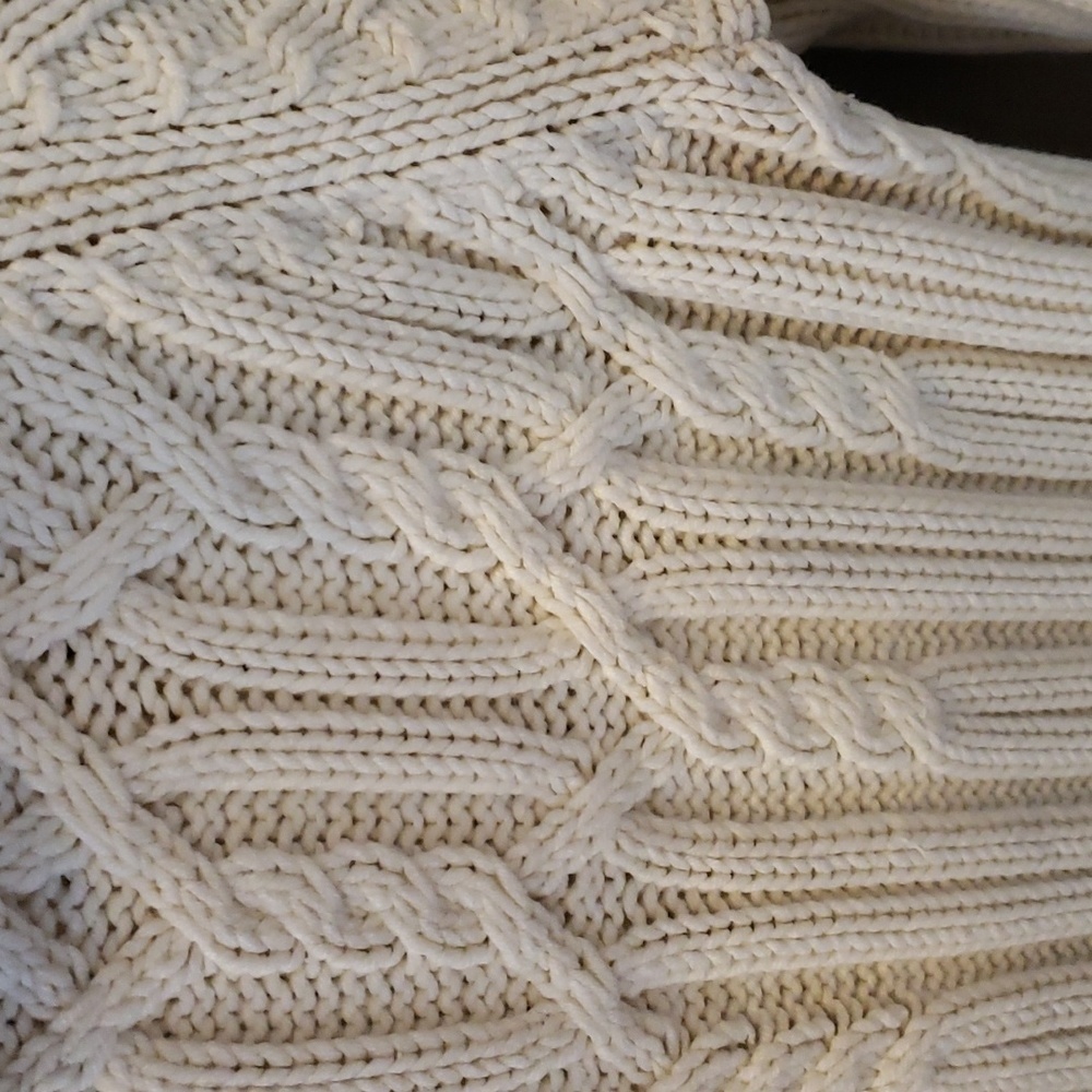 LOFT Cream cable knit sweater - Picture 2 of 3